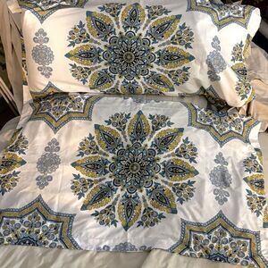 South Shore Fine Linens Premium Blue White Yellow King Pillow Cases-set Of 2